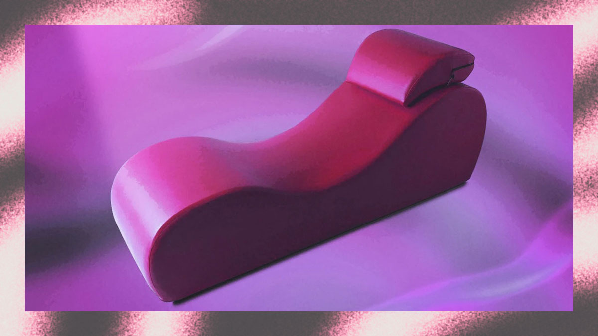 sex furniture on a pink and purple background