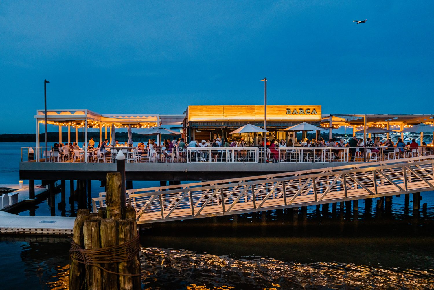 restaurant on a pier on the water