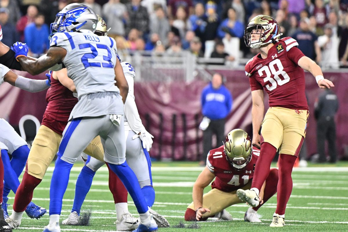 Jake Bates kicks a 64-yard field goal.