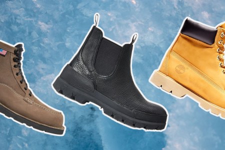 a collage of winter boots on sale on an icy background