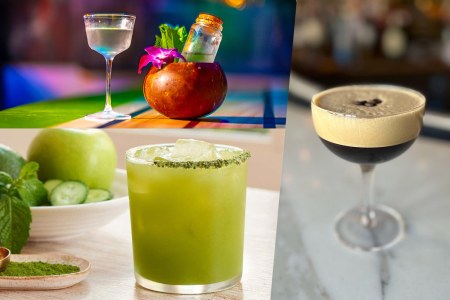 Clockwise from top left: Lesser Key Martini, Le Fanfare's Italian Espresso Martini, Matcharita