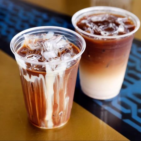 two iced lattes