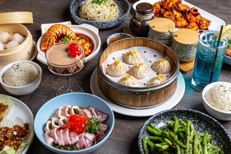 dim sum food set on table