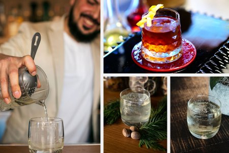 Collage of fat-washed cocktails from San Francisco bars