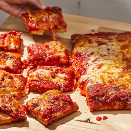 Sicilian Slab Pizza on a wooden board