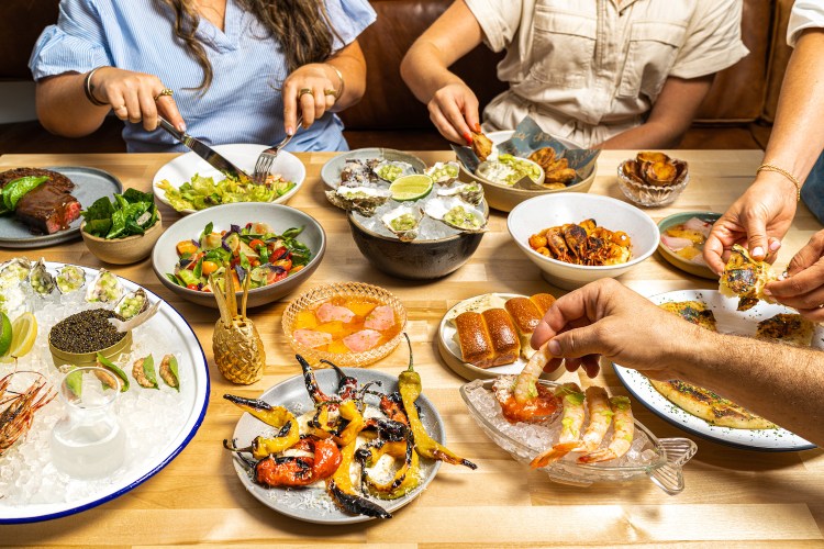 Spread of food on a table