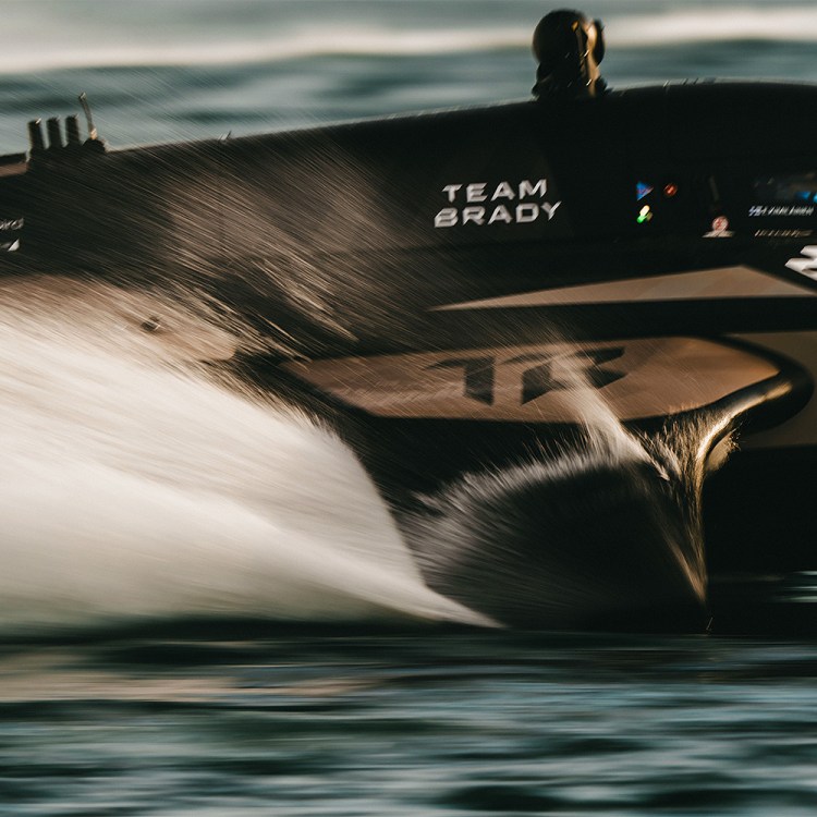 A close-up of Team Brady's electric powerboat that's racing in the E1 Series