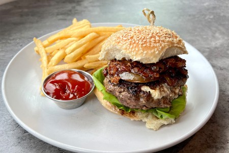 The Prime Wagyu Bleu Cheese Burger from Napa Kitchen and Wine in Virginia. Here's the full recipe for the burger.