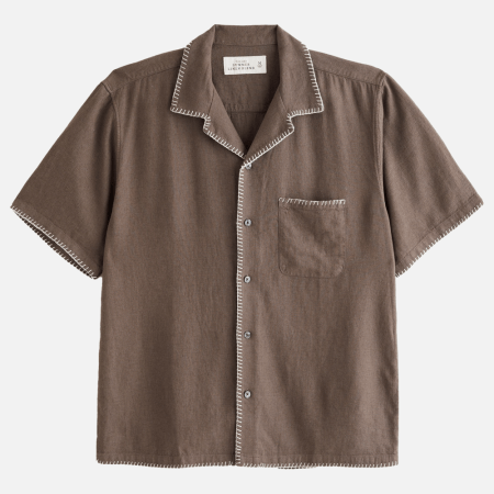 Abercrombie Camp Collar Summer Linen-Blend Shirt